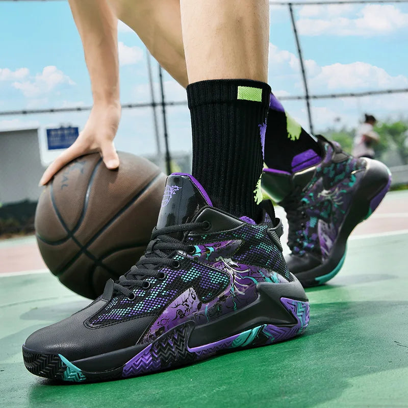 Men's Basketball Shoes Cushioned Breathable Sneakers Train Athletes Women's Basketball Sneakers Street Basketball Boots